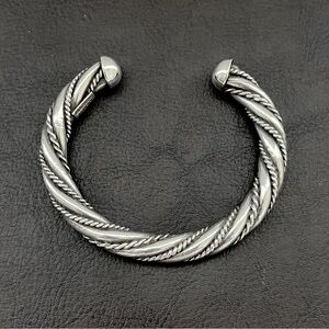 Vintage Taxco Mexico sterling silver heavy twisted cuff bracelet 43 grams